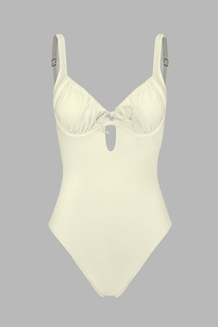 Cutout Tie Front One Piece Swimsuit