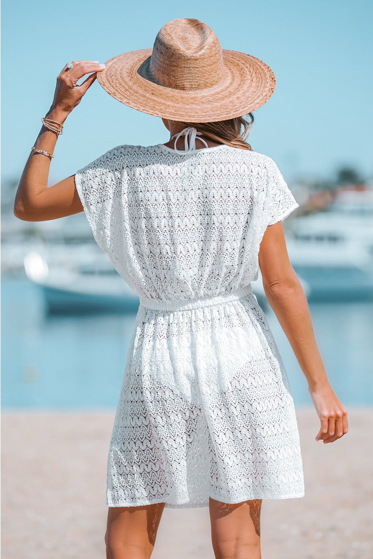 Lace V-Neck Mini Cover-Up Dress