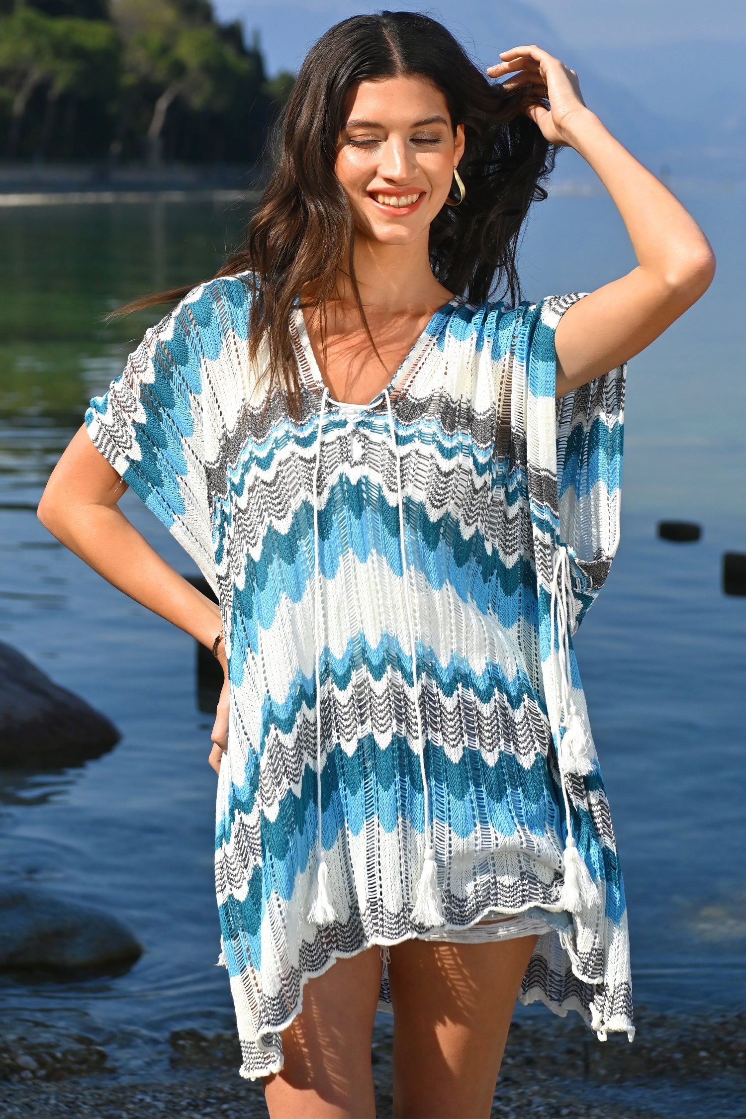 Chevron Colorblock Crochet Cover-Up