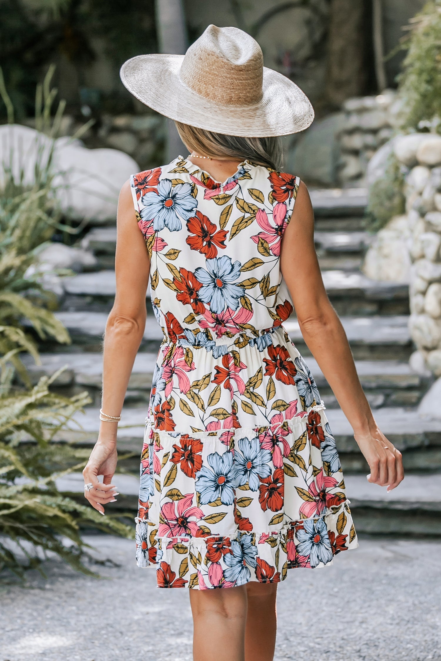 Floral Print Tie Front Mini Dress