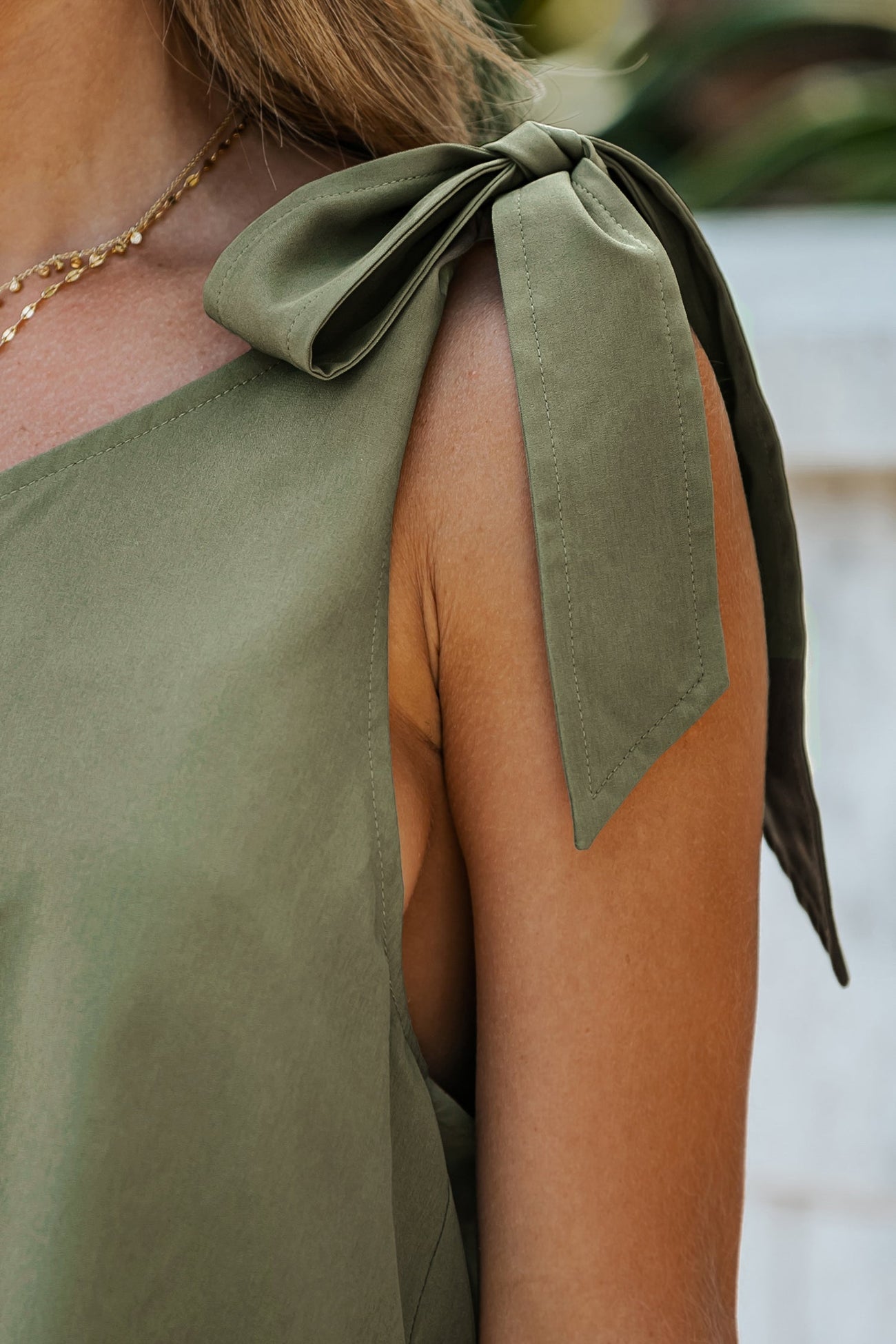 Bow One-Shoulder Romper