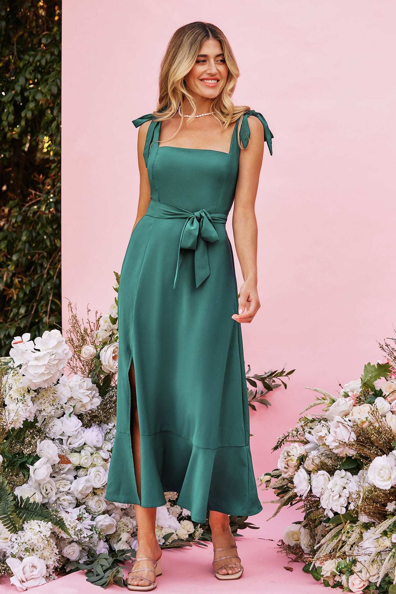X Madison Love Belted Bow Tie Strap Dress
