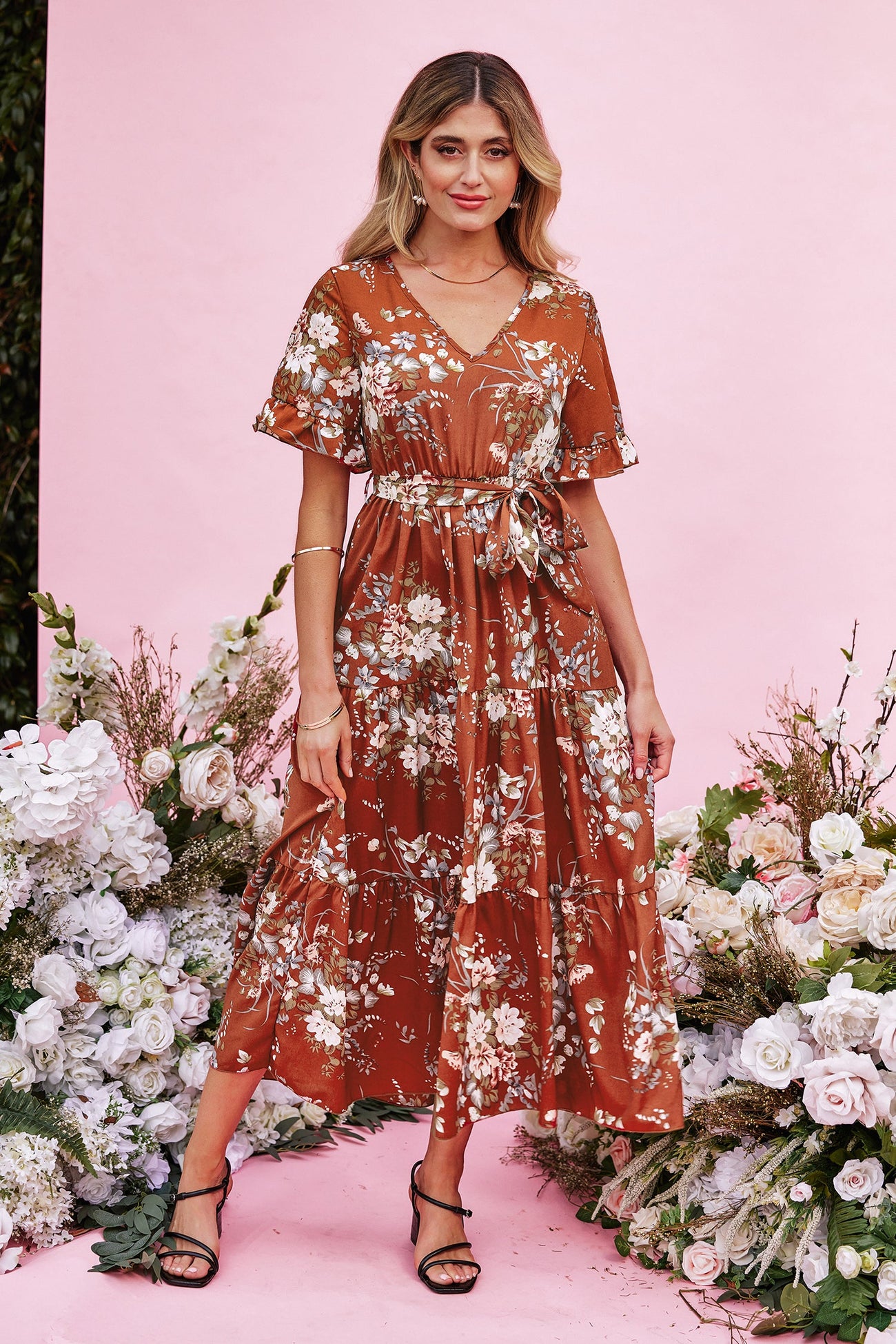 Devotion Belted Floral Print Dress