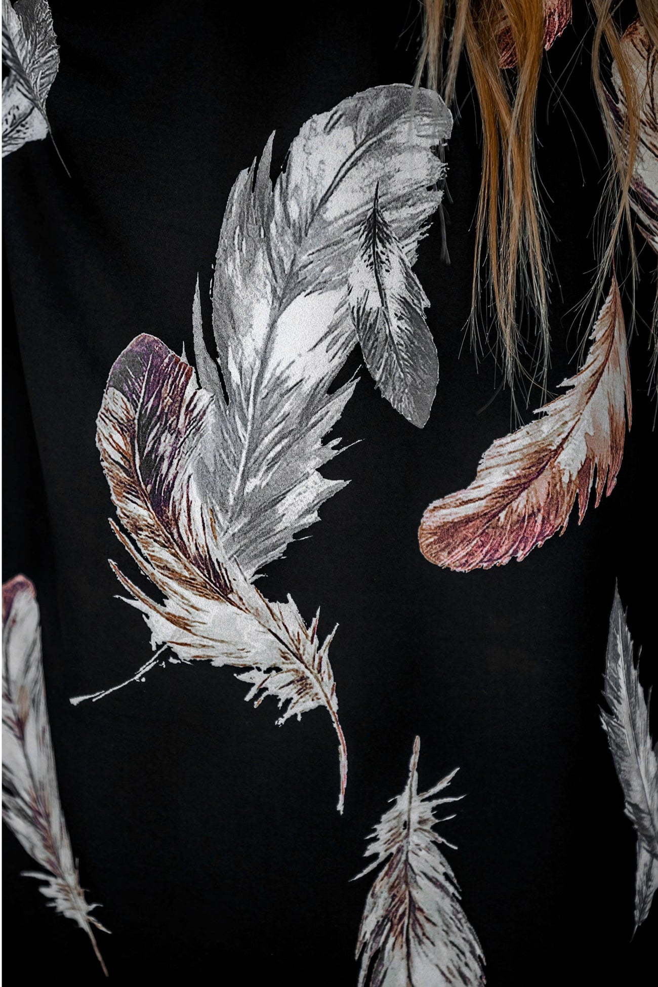 Feather Print One-Shoulder Mini Dress