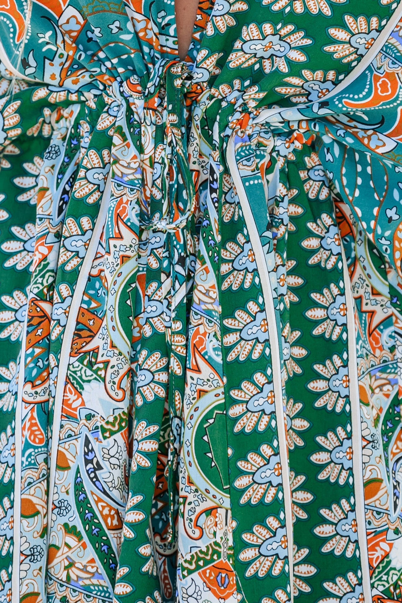 Floral Ornate Print Tie Front Dress