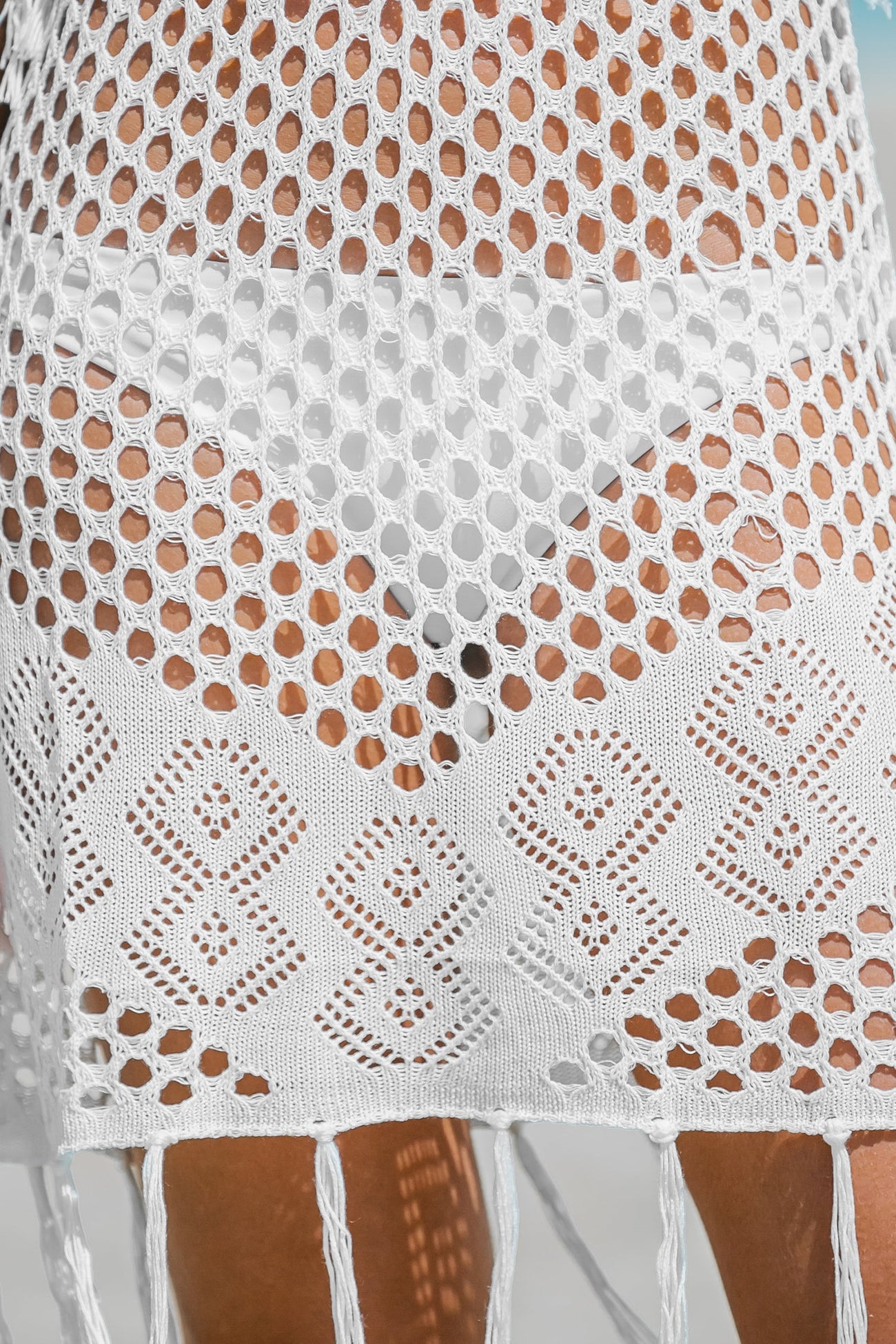Sheer Crochet Fringe Cover-Up Dress