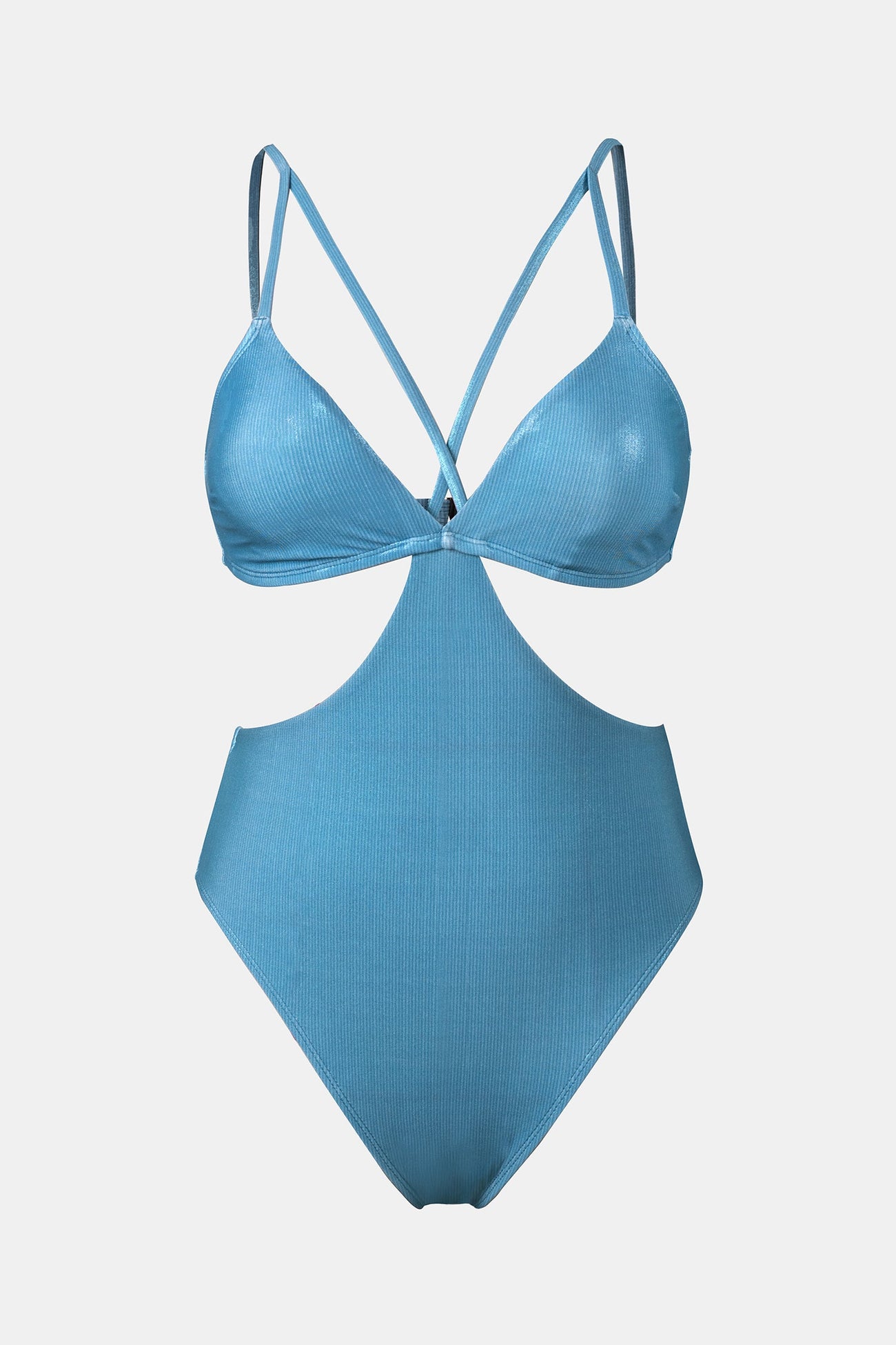 Shining Waves Foil Strappy Monokini Swimsuit