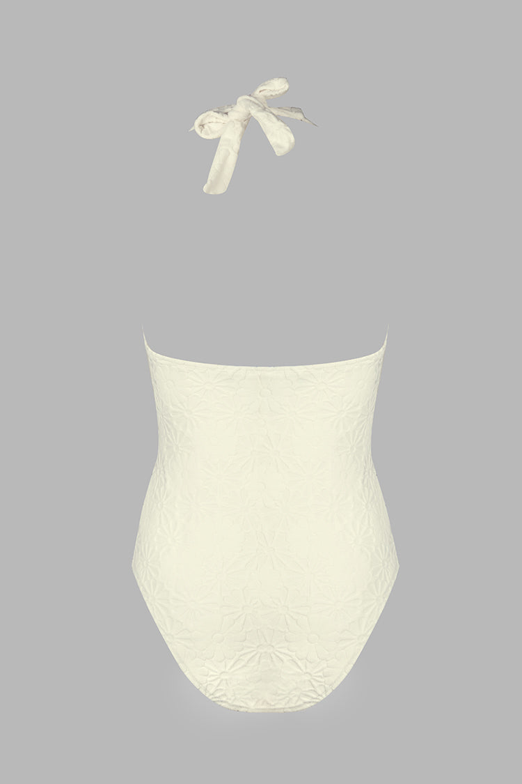 Plunge Halter Cutout One Piece Swimsuit