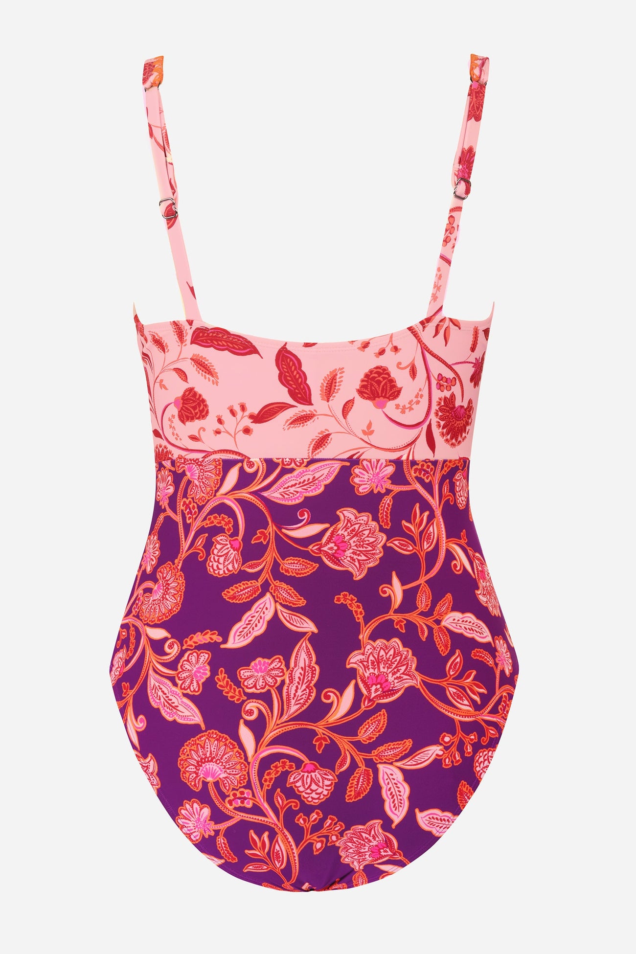 Warm Purple Paisley Shell Stitch One Piece Swimsuit