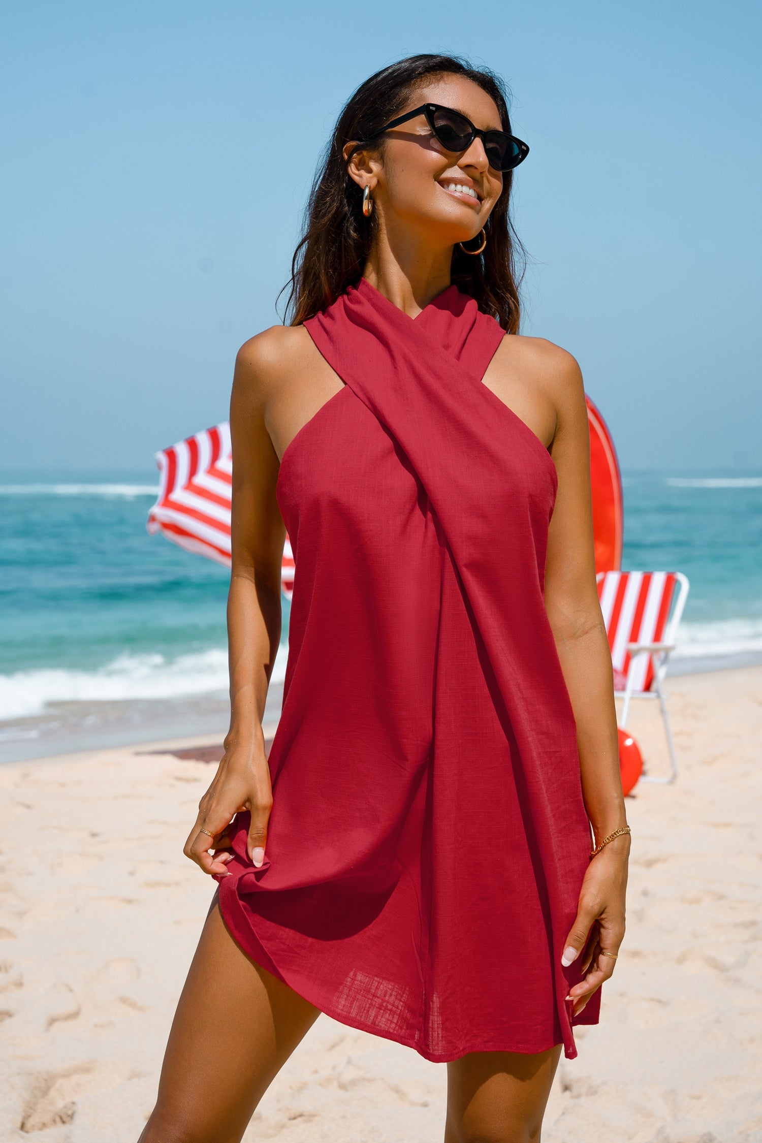 Sunshine Crisscross Halter Dress