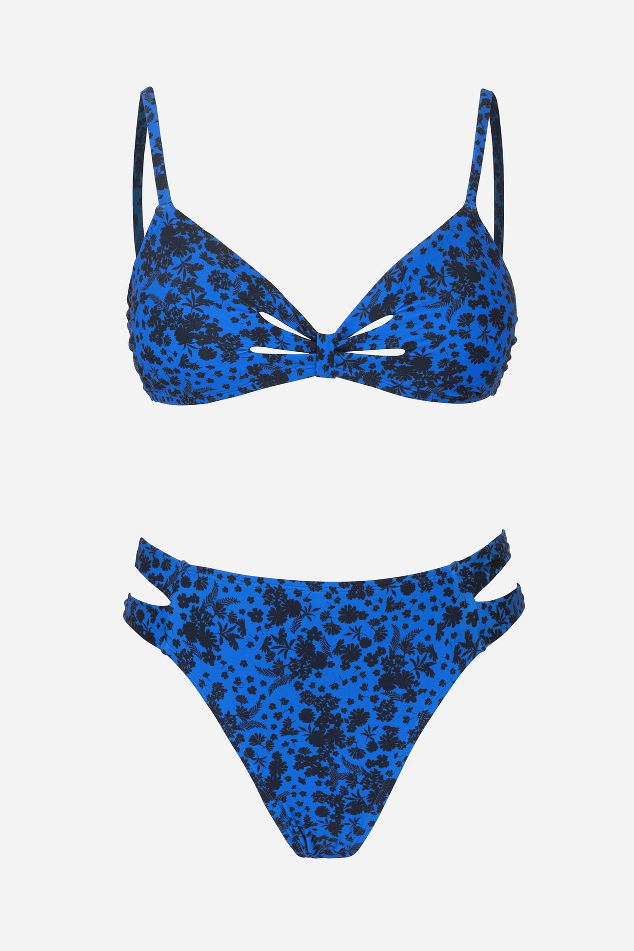 Floral Colombia Coast Cutout Top & Cheeky Hipster Bikini Set