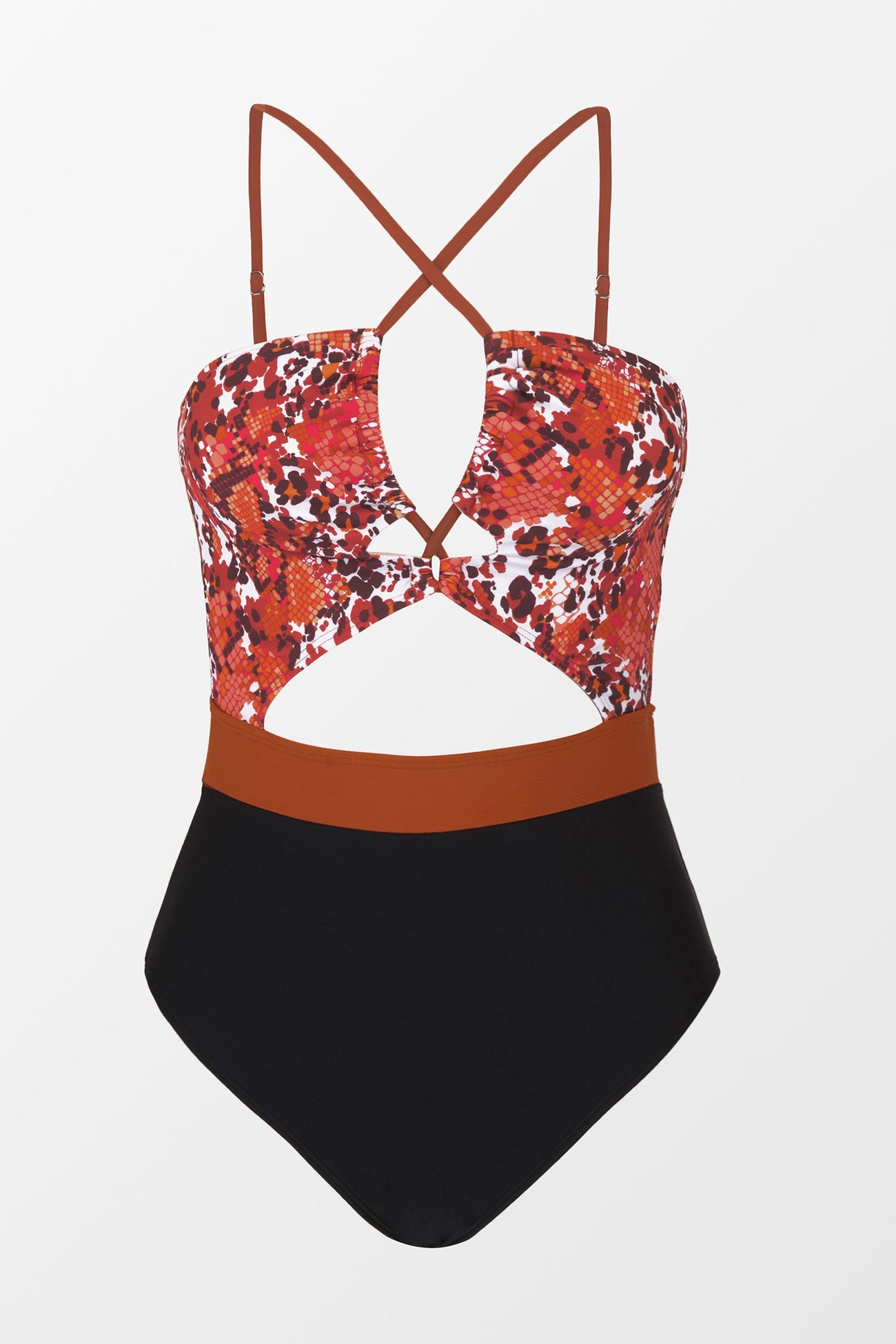Hot Animal Print Cutout Crisscross Halter One Piece Swimsuit
