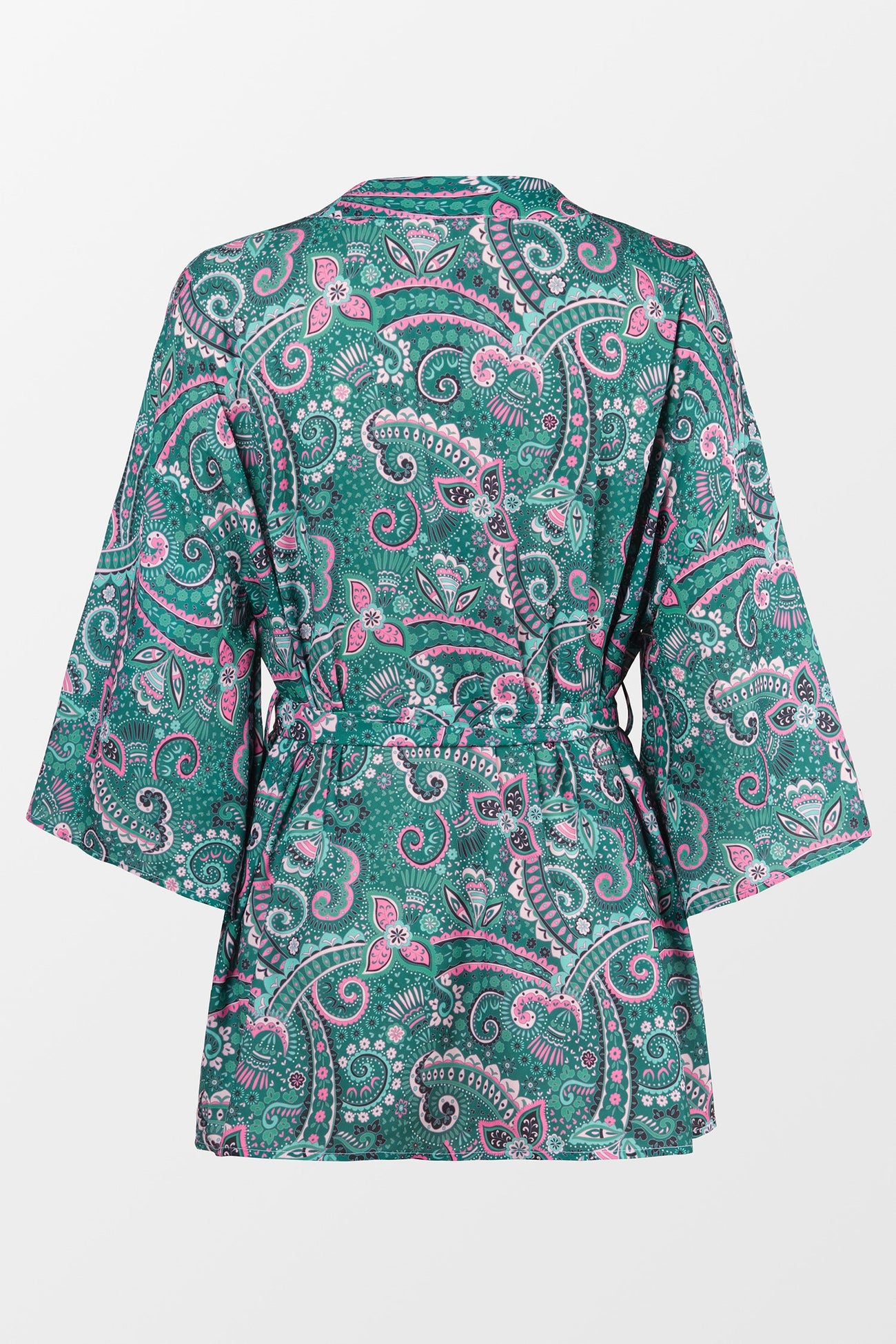 Belted Paisley Print Cover-Up Kimono