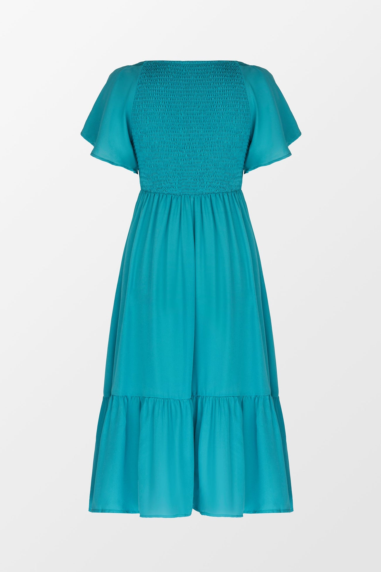 Ocean Blue Smocked Ruffled Dress