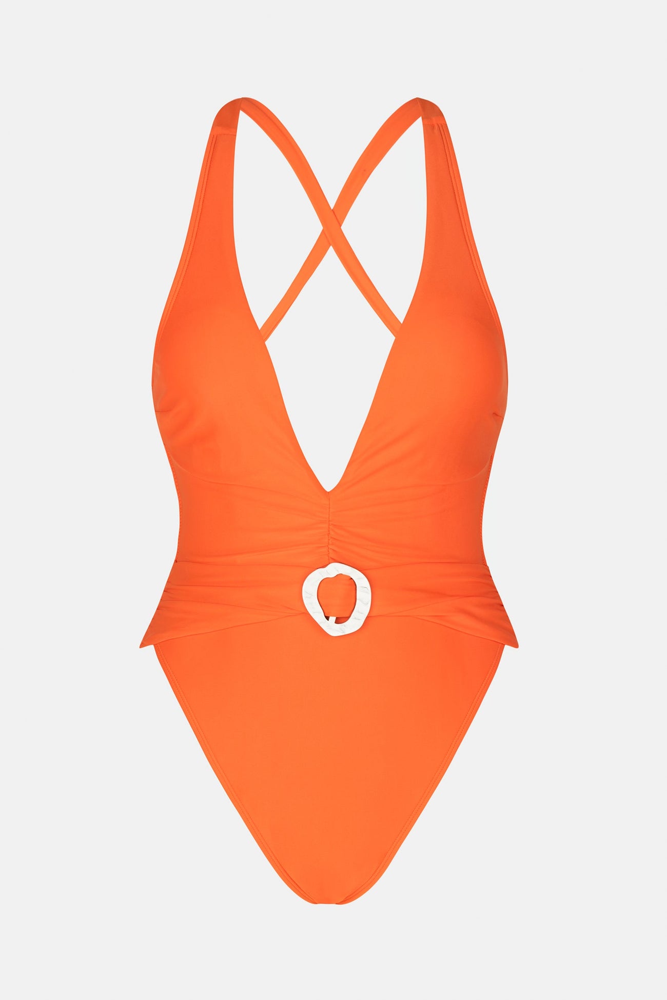 Flame Plunge Ruched Ultra Cheeky Monokini Swimsuit