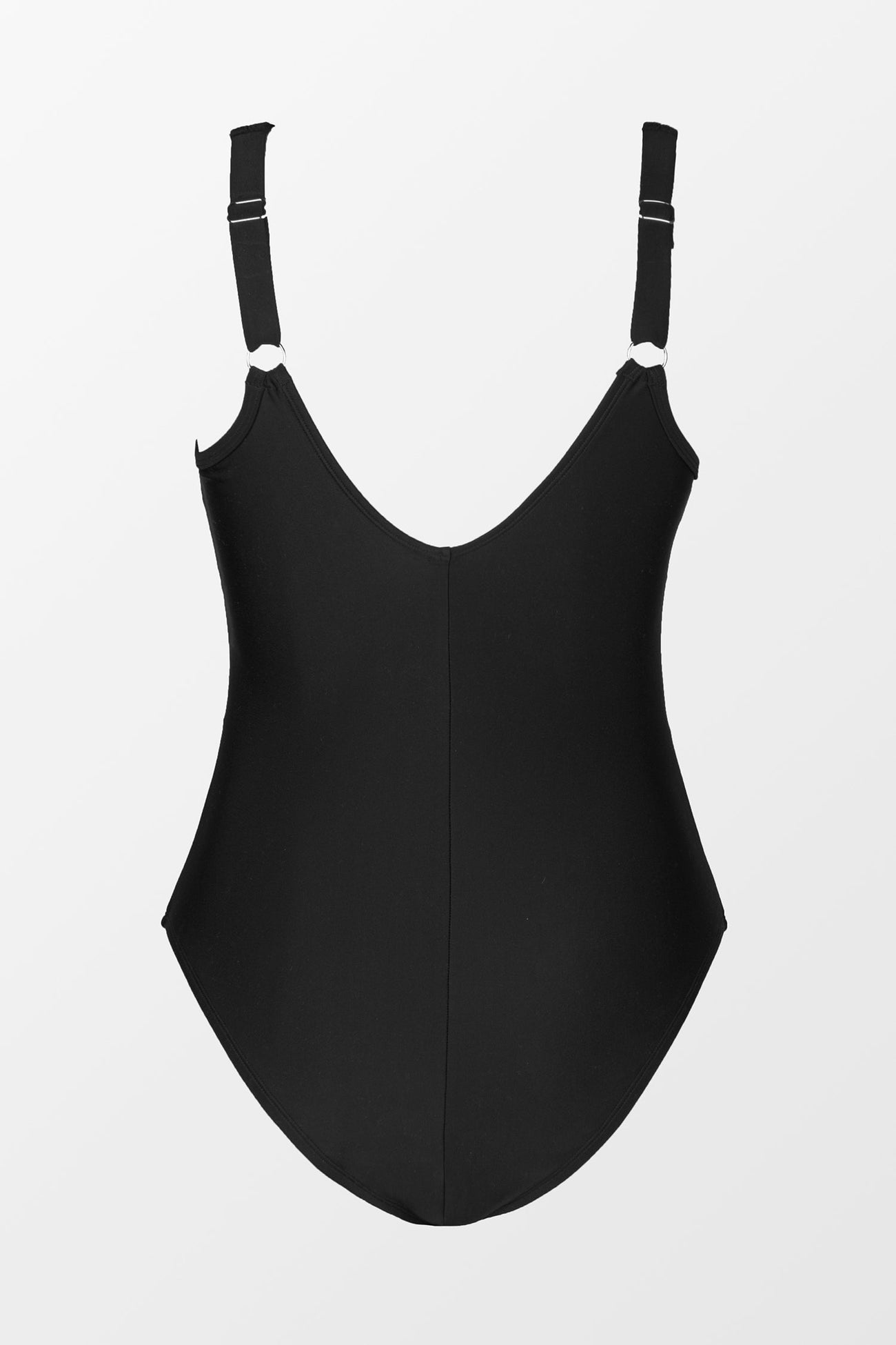 Omniscient Solid Mesh Panel Tummy Control Black Plus Size One Piece