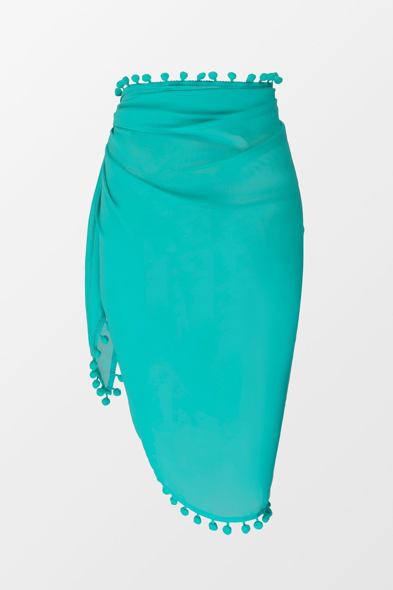 Pom Pom Trim Tie Side Cover-Up Sarong
