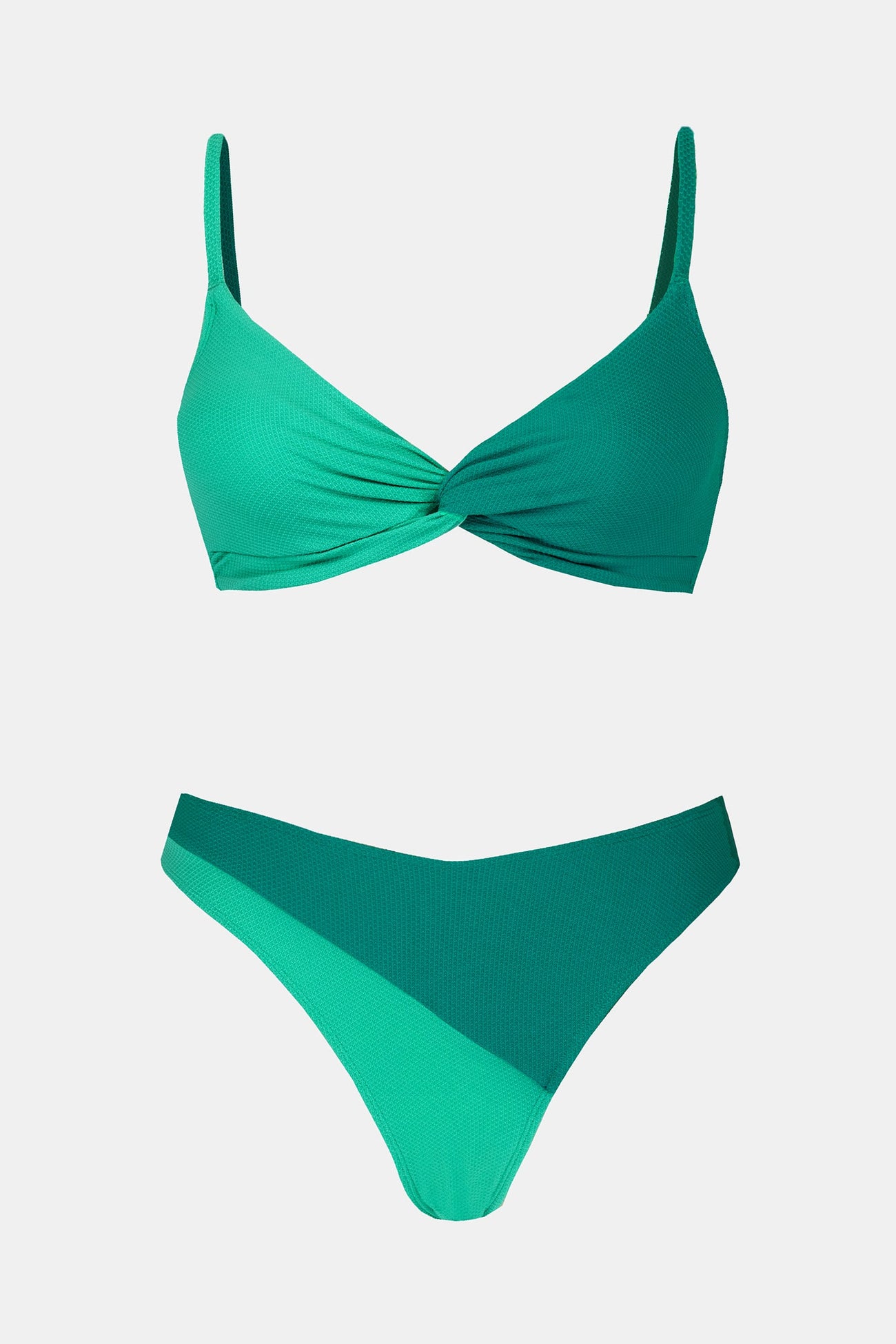 Salty Reef Texture Twist Bralette & Cheeky Hipster Bikini Set