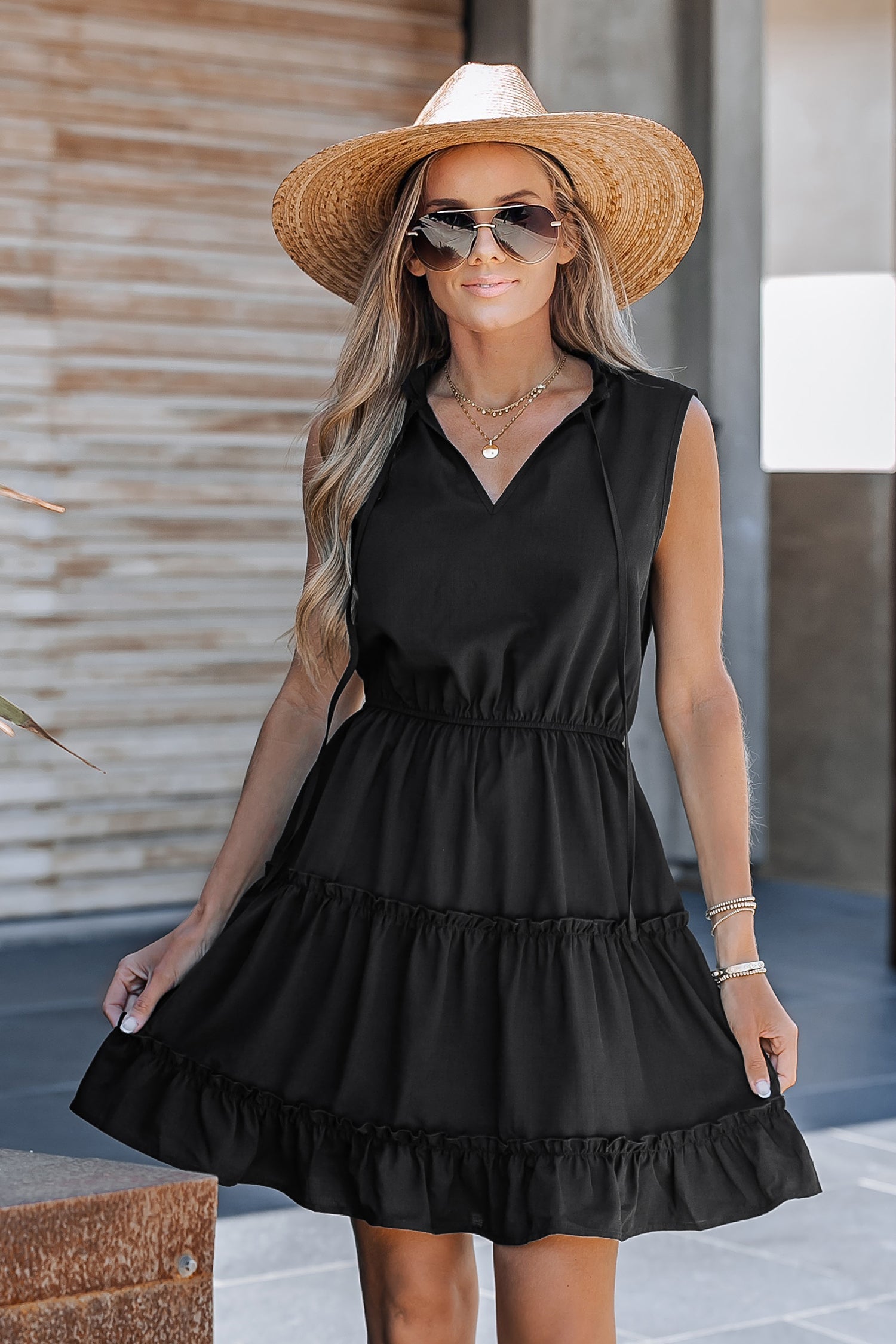 Ruched Ruffled Mini Dress