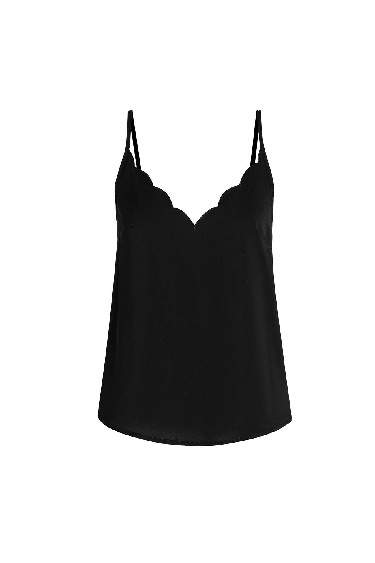 Surprise Me Black V-Neck Scalloped Top