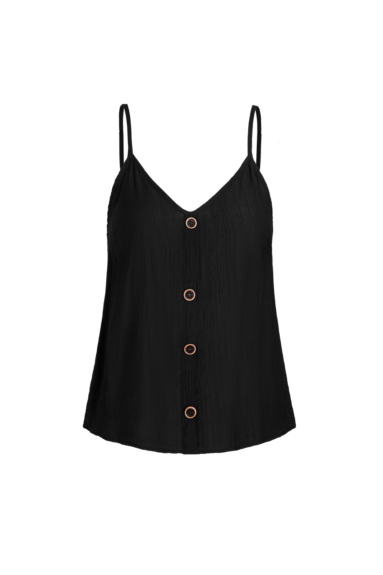 Black Buttoned V-Neck Cami