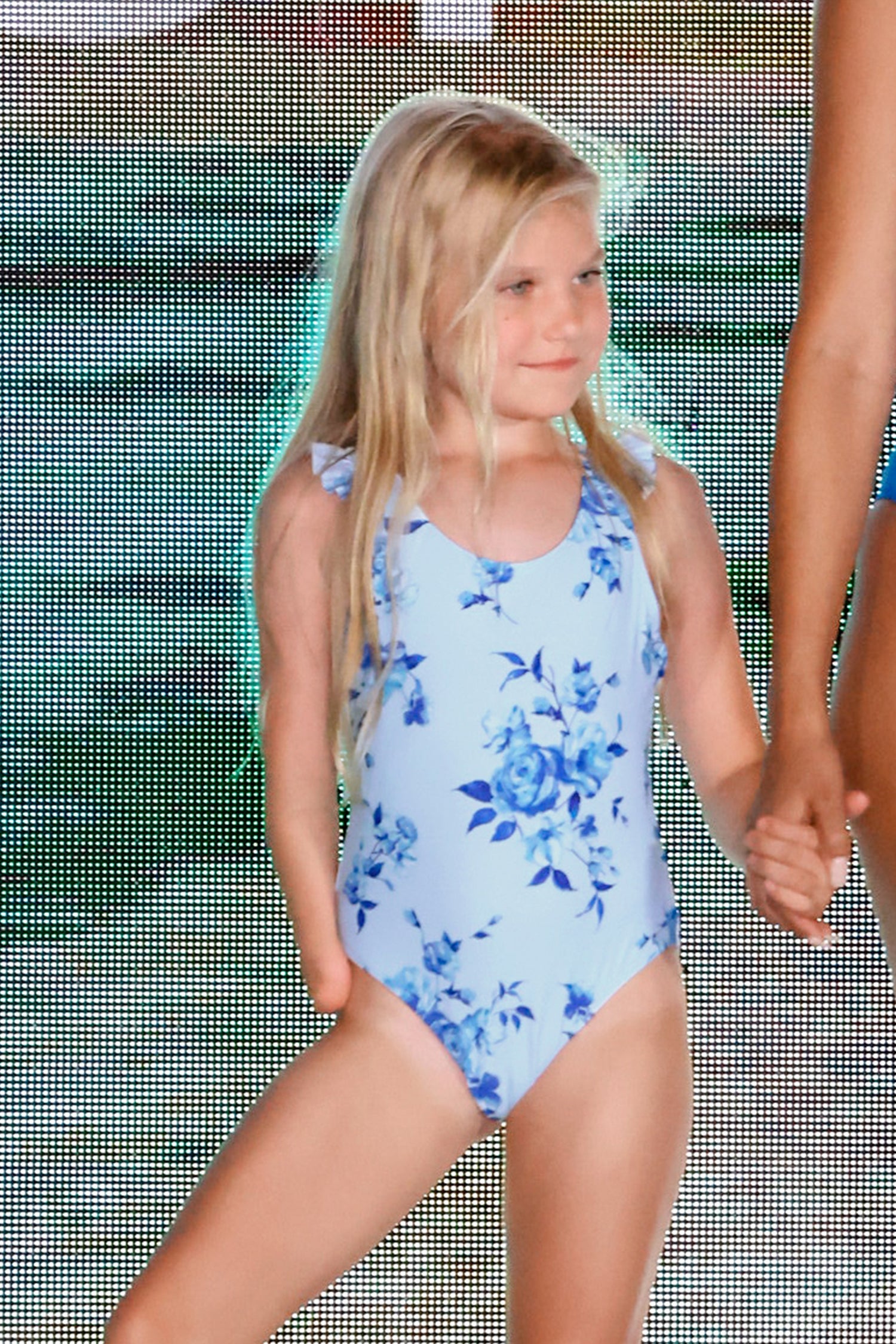Girls Midnight Rose Ruffled Bow One Piece Swimsuit