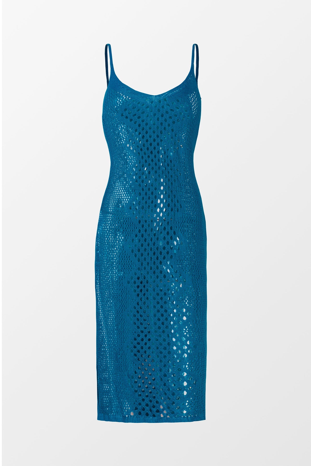 Midnight Blue Sheer Crochet Cover-Up Dress