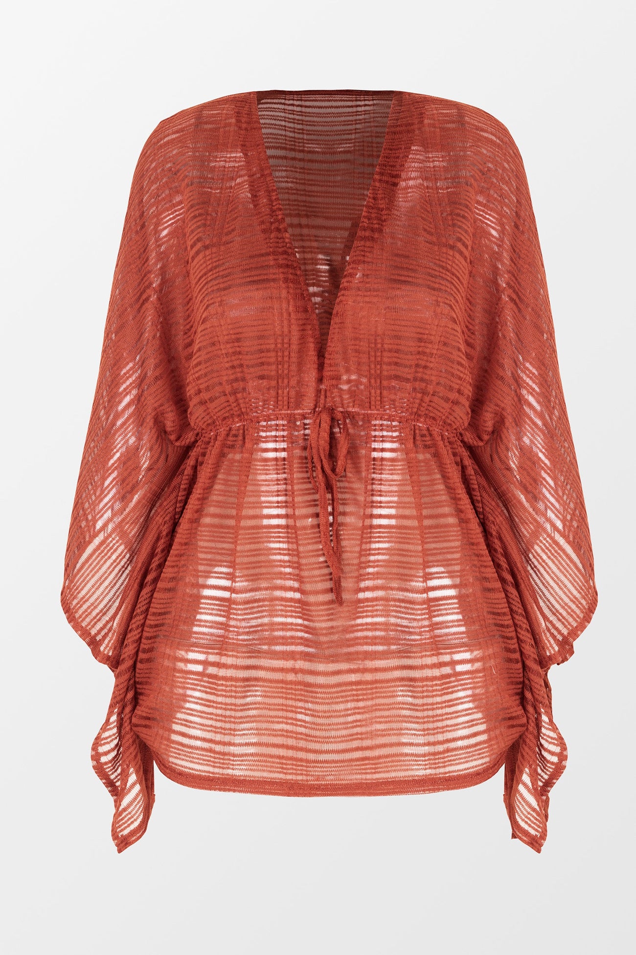 Striped Mesh Drawstring Cover-Up Dress