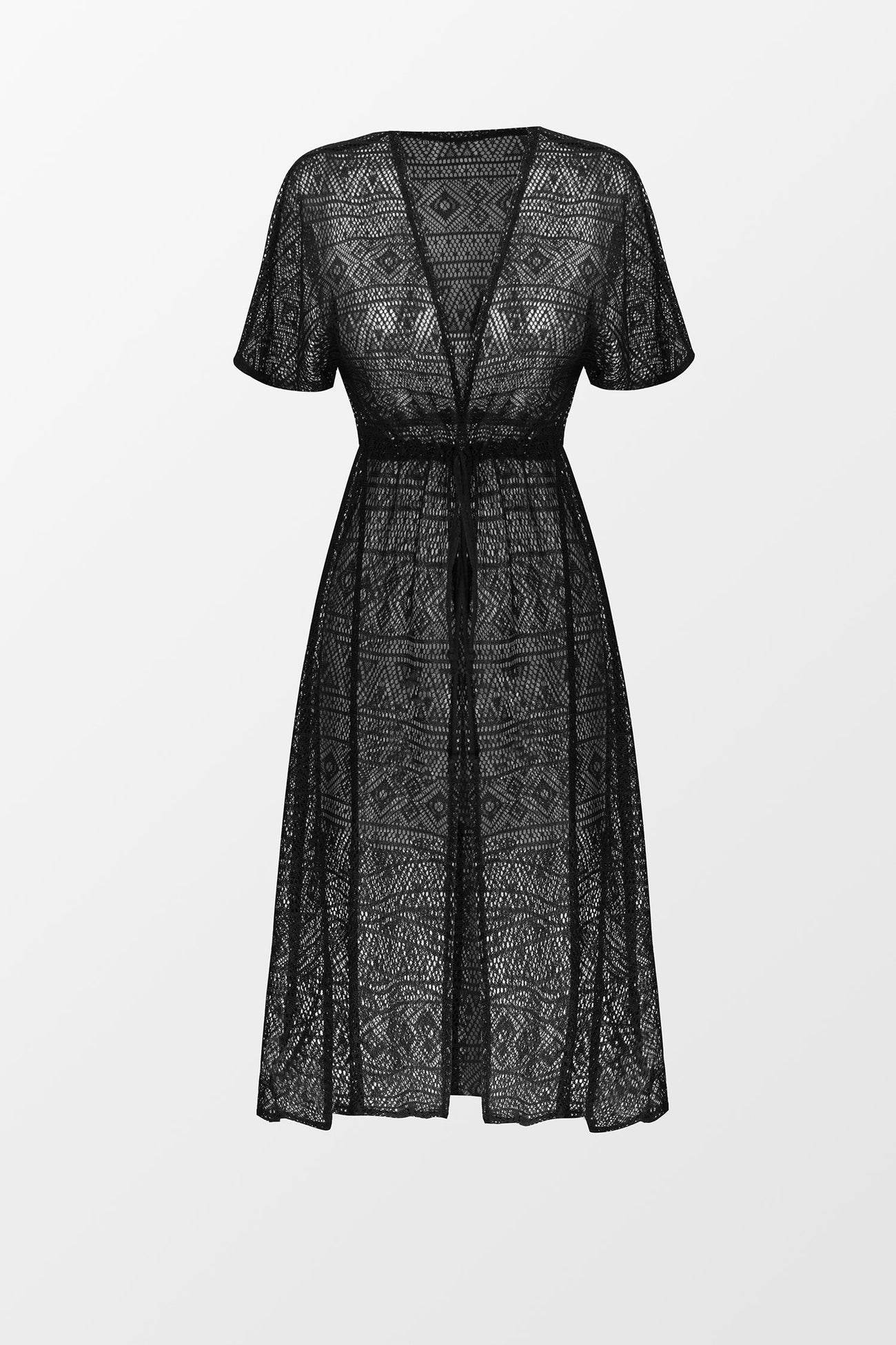 Lace Drawstring Cover-Up Duster Kimono
