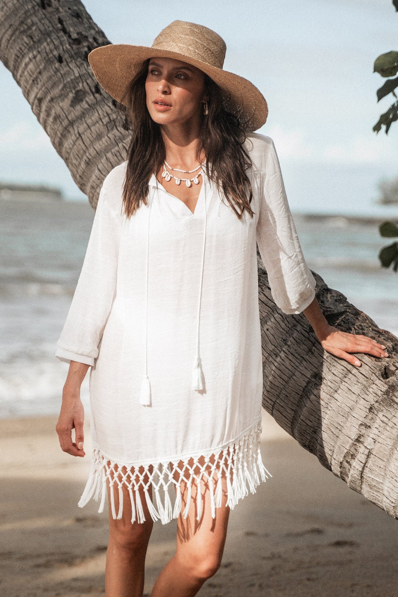 Fringe Tie Front Cover-Up Dress