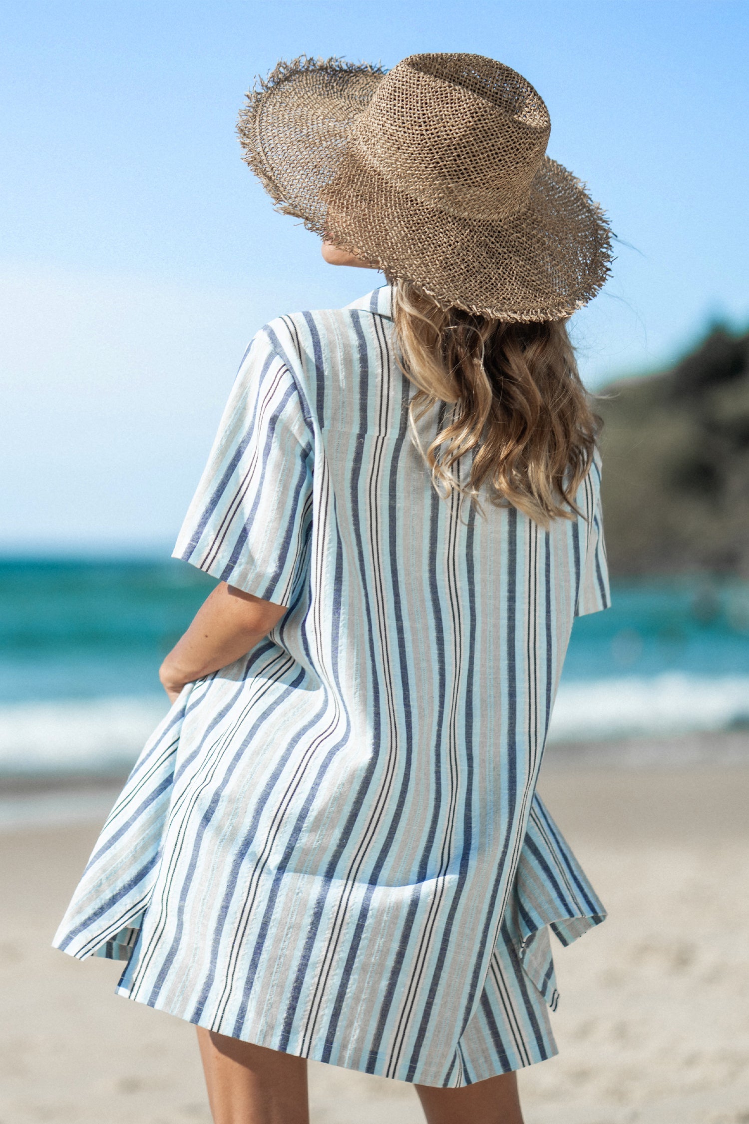 Striped Cover-Up Shirt Dress