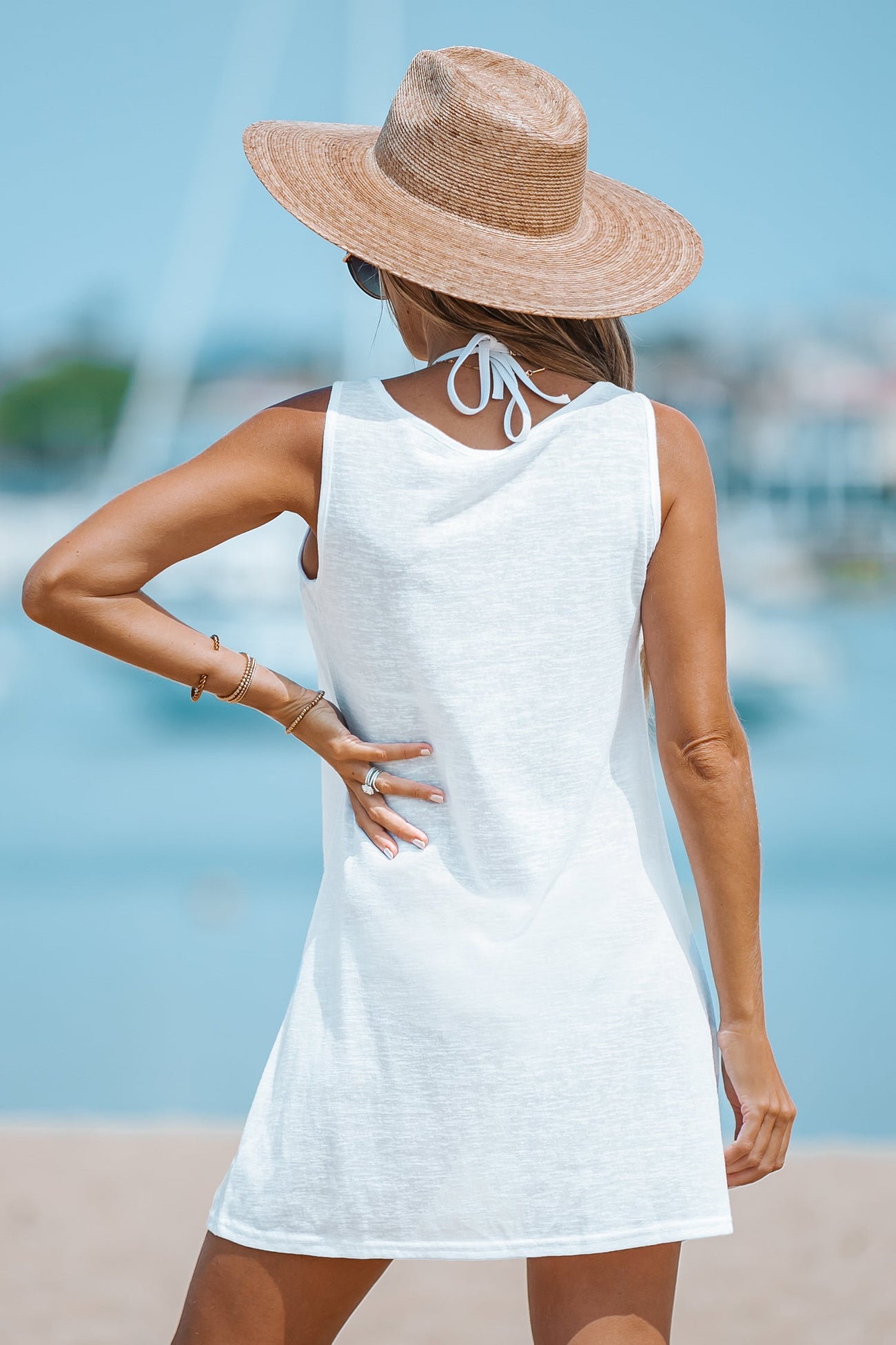 Slub Knit Twist-Hem Cover-Up Top