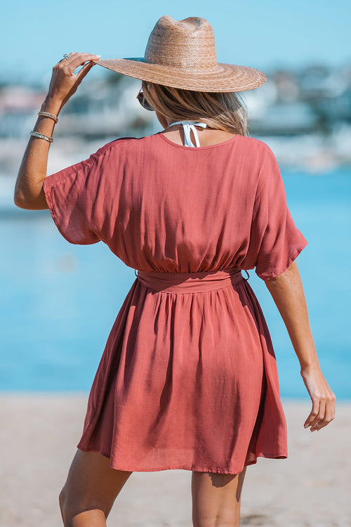 Belted Mini Wrap Dress